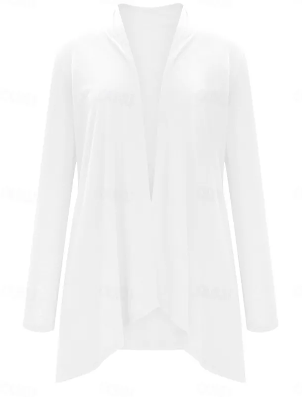 Women's Cardigan Sweater Cardigan Stylish Casual Soft Solid Color Ribbed Open Front Pocket Long Sleeve Long Tops Knit Outdoor Daily Weekend Black White Summer Fall