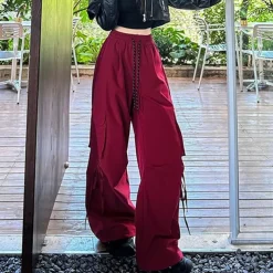 Women's Cargo Pants Hiking Pants Trousers Tactical Pants Outdoor Regular Fit Waterproof Pants / Trousers Drawstring Elastic Waist Black Red Hunting Climbing Camping / Hiking / Caving S M L XL