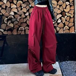 Women's Cargo Pants Hiking Pants Trousers Tactical Pants Outdoor Regular Fit Waterproof Pants / Trousers Drawstring Elastic Waist Black Red Hunting Climbing Camping / Hiking / Caving S M L XL