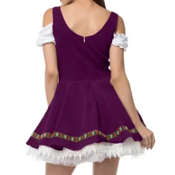 Women's Carnival Oktoberfest Dirndl Beer Costume with Shirt and Apron Bavarian Wiesn Traditional Style