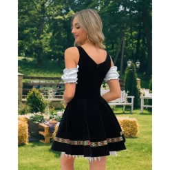 Women's Carnival Oktoberfest Dirndl Beer Costume with Shirt and Apron Bavarian Wiesn Traditional Style