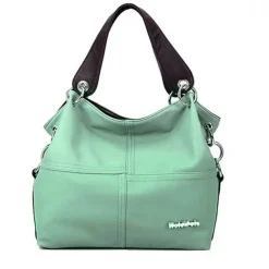 Women's Casual Canvas Handbag with Leather Straps – Versatile Large-Capacity Shoulder Bag for Everyday Use