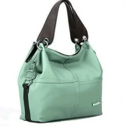 Women's Casual Canvas Handbag with Leather Straps – Versatile Large-Capacity Shoulder Bag for Everyday Use