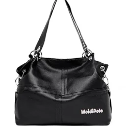 Women's Casual Canvas Handbag with Leather Straps – Versatile Large-Capacity Shoulder Bag for Everyday Use