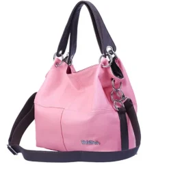 Women's Casual Canvas Handbag with Leather Straps – Versatile Large-Capacity Shoulder Bag for Everyday Use