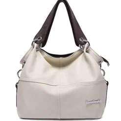 Women's Casual Canvas Handbag with Leather Straps – Versatile Large-Capacity Shoulder Bag for Everyday Use
