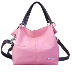 Women's Casual Canvas Handbag with Leather Straps – Versatile Large-Capacity Shoulder Bag for Everyday Use