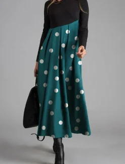 Women's Casual Dress Graphic Print V Neck Maxi Dress Elegant Casual Party Date Long Sleeve Fall Winter