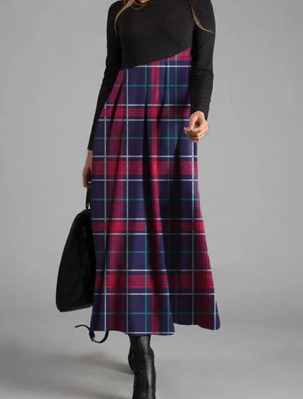 Women's Casual Dress Graphic Print V Neck Maxi Dress Elegant Casual Party Date Long Sleeve Fall Winter