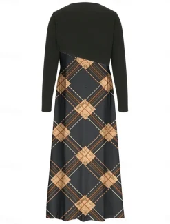 Women's Casual Dress Graphic Print V Neck Maxi Dress Elegant Casual Party Date Long Sleeve Fall Winter