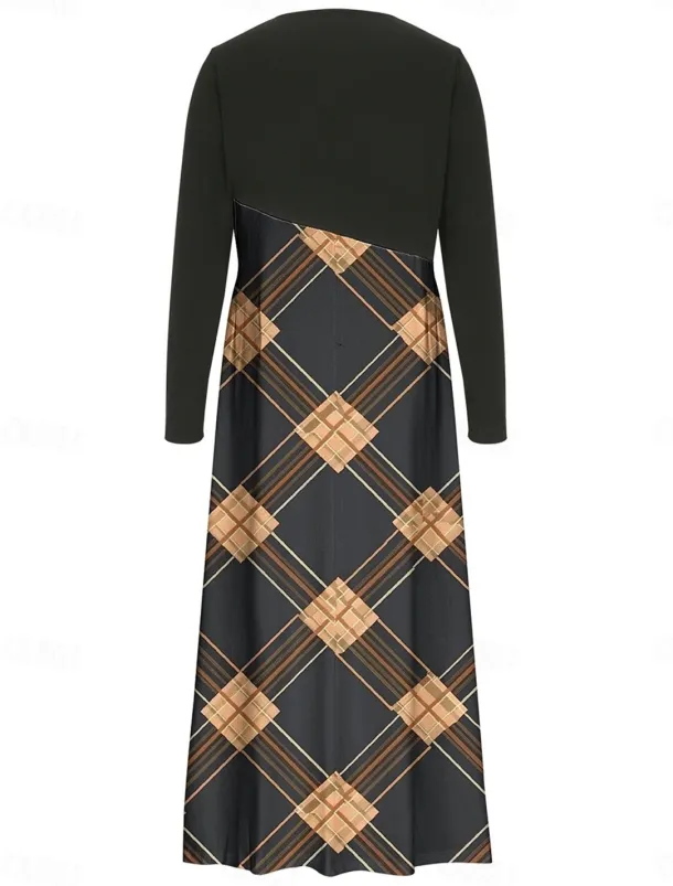 Women's Casual Dress Graphic Print V Neck Maxi Dress Elegant Casual Party Date Long Sleeve Fall Winter