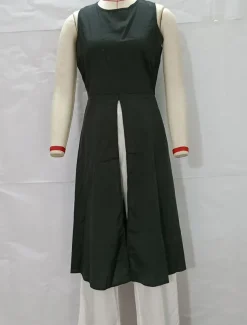 Women's Casual Dress Maxi Dress Patchwork Elegant Crew Neck Black Rose Red Color