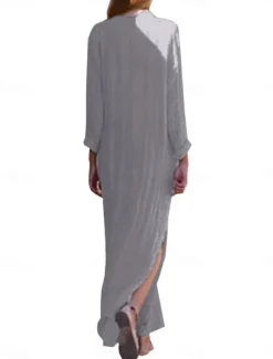 Women's Casual Dress Maxi Dress Print Basic Casual Daily Vacation V Neck Long Sleeve Summer Spring Fall Yellow Sky Blue Flower