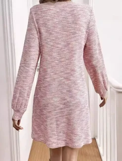 Women's Casual Dress Mini Dress with Sleeve Elegant Formal V Neck Long Sleeve Light Purple Color