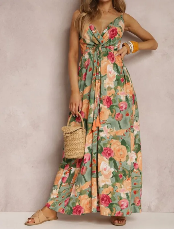 Women's Casual Dress Slip Dress Floral Backless Print Strap Long Dress Maxi Dress Hawaiian Vacation Beach Sleeveless Summer