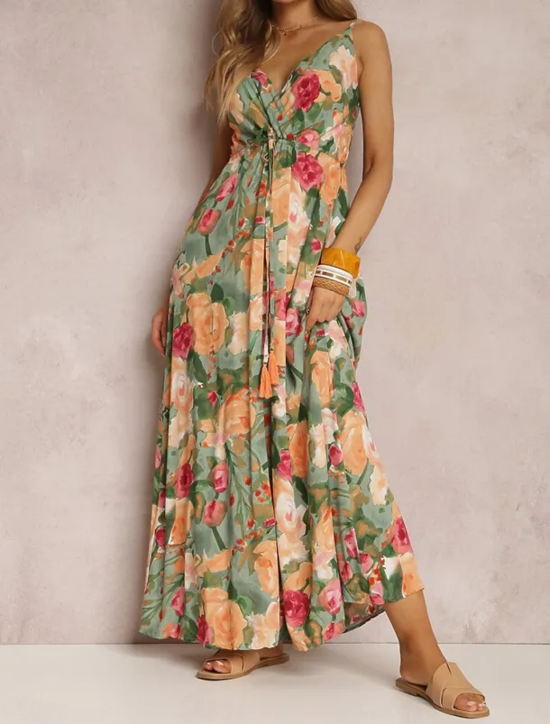 Women's Casual Dress Slip Dress Floral Backless Print Strap Long Dress Maxi Dress Hawaiian Vacation Beach Sleeveless Summer