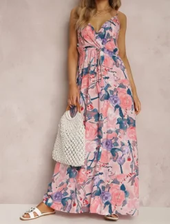 Women's Casual Dress Slip Dress Floral Backless Print Strap Long Dress Maxi Dress Hawaiian Vacation Beach Sleeveless Summer