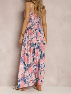 Women's Casual Dress Slip Dress Floral Backless Print Strap Long Dress Maxi Dress Hawaiian Vacation Beach Sleeveless Summer