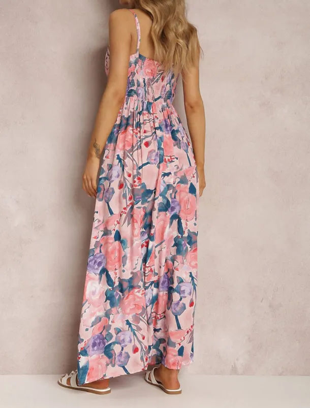 Women's Casual Dress Slip Dress Floral Backless Print Strap Long Dress Maxi Dress Hawaiian Vacation Beach Sleeveless Summer