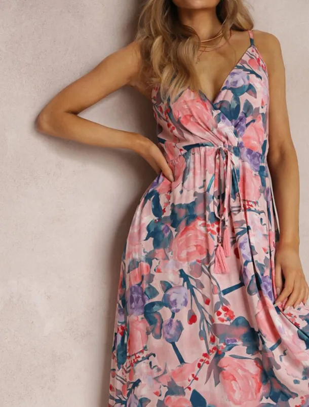 Women's Casual Dress Slip Dress Floral Backless Print Strap Long Dress Maxi Dress Hawaiian Vacation Beach Sleeveless Summer