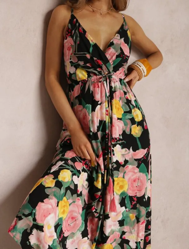 Women's Casual Dress Slip Dress Floral Backless Print Strap Long Dress Maxi Dress Hawaiian Vacation Beach Sleeveless Summer