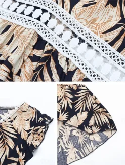 Women's Casual Dress Swing Dress Tank Dress Floral Leaf Print Asymmetrical Hem V Neck Long Dress Maxi Dress Stylish Casual Daily Date Sleeveless Summer