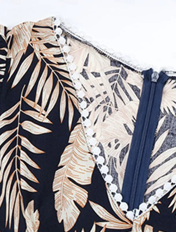 Women's Casual Dress Swing Dress Tank Dress Floral Leaf Print Asymmetrical Hem V Neck Long Dress Maxi Dress Stylish Casual Daily Date Sleeveless Summer