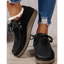 Women's Casual Grey Faux Suede Moccasins with Lace-Up Design and Cushioned Sole – Comfortable Loafers for Everyday Wear