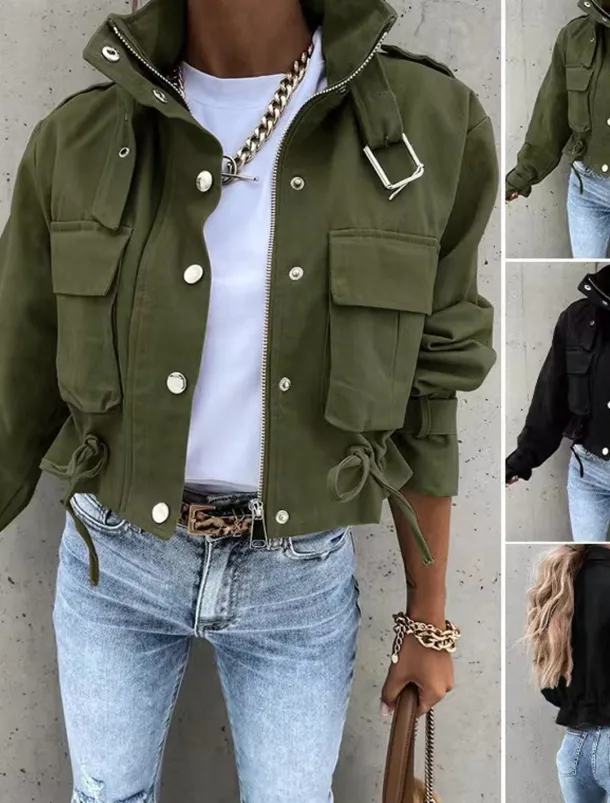 Women's Casual Jacket Comfortable Breathable Zipper Print Casual Color Block Vacation Street Casual Daily Wear Zipper Short Turndown Regular Fit Long Sleeve Outerwear Black White Yellow Spring Fall