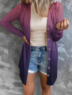 Women's Casual Jacket Comfortable Breathable Print Casual Butterfly Vacation Street Casual Daily Wear Single Breasted Long V Neck Regular Fit Long Sleeve Outerwear White Red Purple Summer Spring