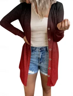 Women's Casual Jacket Comfortable Breathable Print Casual Butterfly Vacation Street Casual Daily Wear Single Breasted Long V Neck Regular Fit Long Sleeve Outerwear White Red Purple Summer Spring