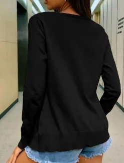 Women's Casual Jacket Comfortable Breathable Knitting Casual Plain Vacation Street Casual Daily Wear Open Front Short Collarless Regular Fit Long Sleeve Outerwear Black White Yellow Spring Fall