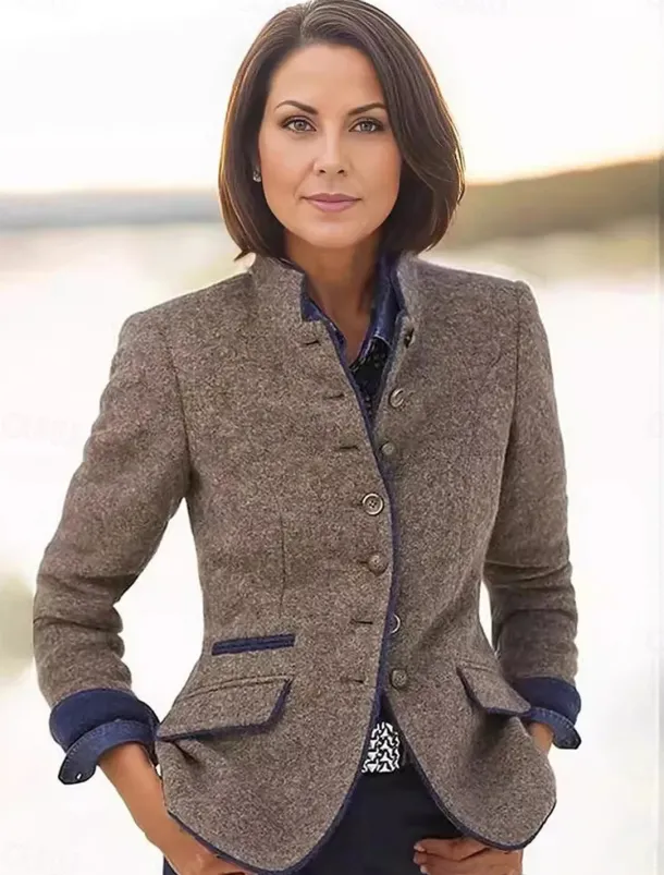 Women's Casual Jacket Outdoor Buttons Solid Color Windproof Fashion Regular Fit Outerwear Long Sleeve Fall Dark Gray S