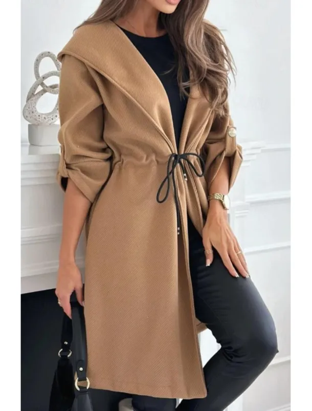 Women's Casual Jacket Outdoor Patchwork Solid Color Windproof Fashion Loose Fit Outerwear Long Sleeve Fall Black S