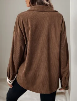 Women's Casual Jacket Outdoor Street Daily Wear Fall Winter Regular Coat Regular Fit Thermal Warm Breathable Stylish Casual Jacket Long Sleeve Plain with Pockets Brown