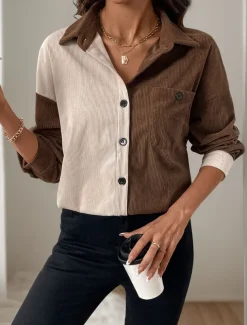 Women's Casual Jacket Outdoor Street Daily Wear Fall Winter Regular Coat Regular Fit Thermal Warm Breathable Stylish Casual Jacket Long Sleeve Plain with Pockets Brown