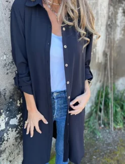 Women's Casual Jacket Warm Breathable Buttons Casual Plain Vacation Street Daily Wear Going out Single Breasted Long Lapel Regular Fit Long Sleeve Outerwear Black White Khaki Spring Fall