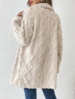 Women's Casual Jacket Warm Comfortable Adjustable Fashion Solid Color Daily Open Front Regular Turndown Regular Fit Long Sleeve Outerwear Beige Spring Fall