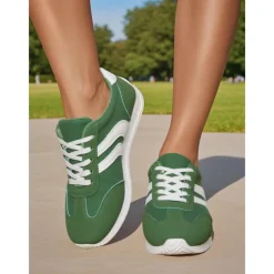 Women's Casual Sneakers with White Stripes | Lace-Up Walking Shoes for for Daily Wear & Street Style