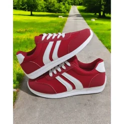 Women's Casual Sneakers with White Stripes | Lace-Up Walking Shoes for for Daily Wear & Street Style