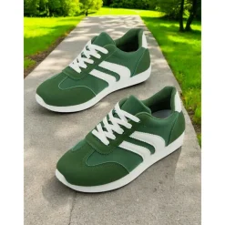 Women's Casual Sneakers with White Stripes | Lace-Up Walking Shoes for for Daily Wear & Street Style