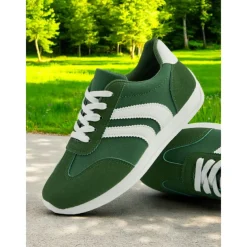 Women's Casual Sneakers with White Stripes | Lace-Up Walking Shoes for for Daily Wear & Street Style