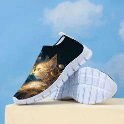 Women's Cat Print Flyknit Sneakers with Lightweight Design - Stylish Casual Shoes for Everyday Wear and Outdoor Activities
