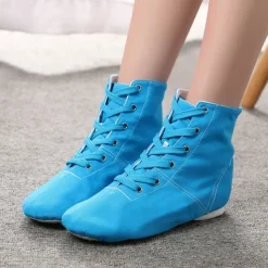 Women's Children's Soft Sole Dance Shoes, Lace-Up Canvas Ankle Boots, Lightweight and Flexible for Jazz, Ballet and Performance