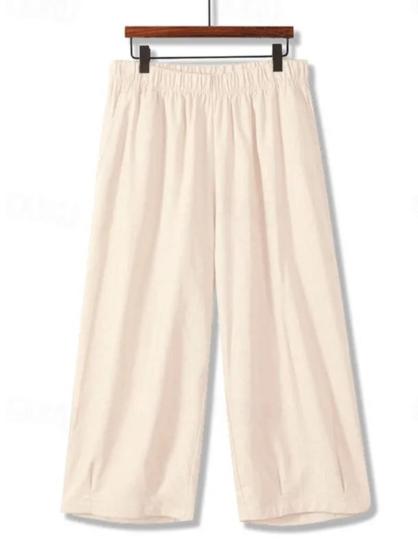 Women's Chinos Fashion Basic Full Length Medium Waist Plain Pocket Comfort Outdoor Inelastic Vacation Street Daily Earth Yellow Violet White Army Green Summer Spring Loose Fit