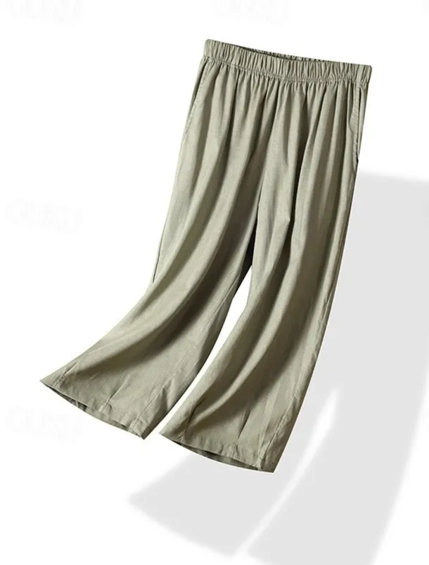 Women's Chinos Fashion Basic Full Length Medium Waist Plain Pocket Comfort Outdoor Inelastic Vacation Street Daily Earth Yellow Violet White Army Green Summer Spring Loose Fit