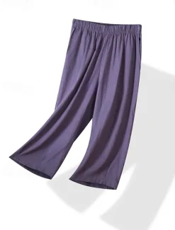 Women's Chinos Fashion Basic Full Length Medium Waist Plain Pocket Comfort Outdoor Inelastic Vacation Street Daily Earth Yellow Violet White Army Green Summer Spring Loose Fit