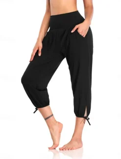 Women's Chinos Fashion Streetwear Ankle-Length High Waist Plain Pocket Elastic Waistband Comfy Soft Comfortable Micro-elastic Outdoor Street Black White Pink Gray Summer Spring Regular Fit