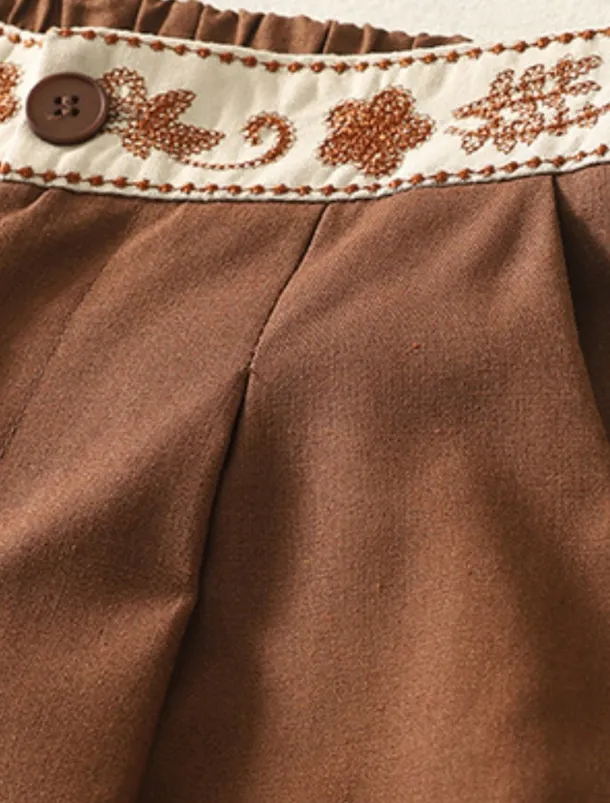 Women's Chinos Pants Trousers Vacation Vintage Fashion Full Length High Waist Floral Drawstring Embroidered Pocket Comfort Outdoor Stretchy Vacation Street Daily White Yellow Navy Blue Coffee Summer