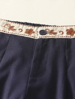 Women's Chinos Pants Trousers Vacation Vintage Fashion Full Length High Waist Floral Drawstring Embroidered Pocket Comfort Outdoor Stretchy Vacation Street Daily White Yellow Navy Blue Coffee Summer